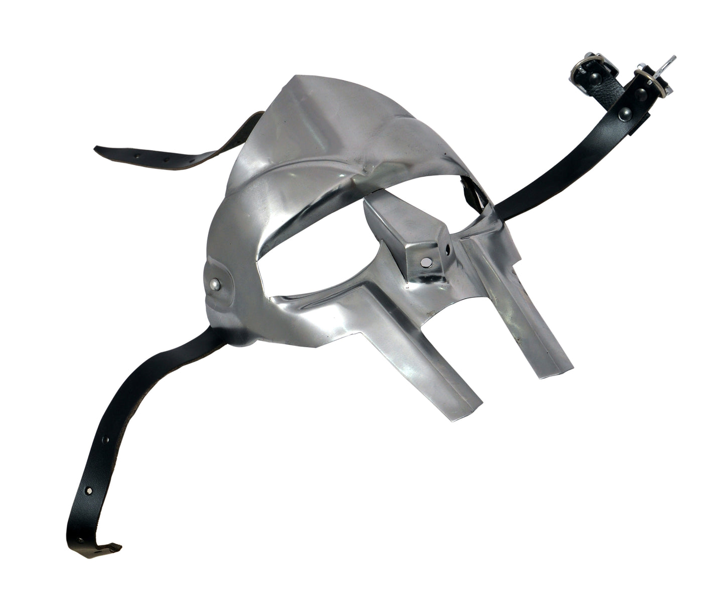 Steel Roman gladiator helmet mask in silver, MF Doom style for reenactment