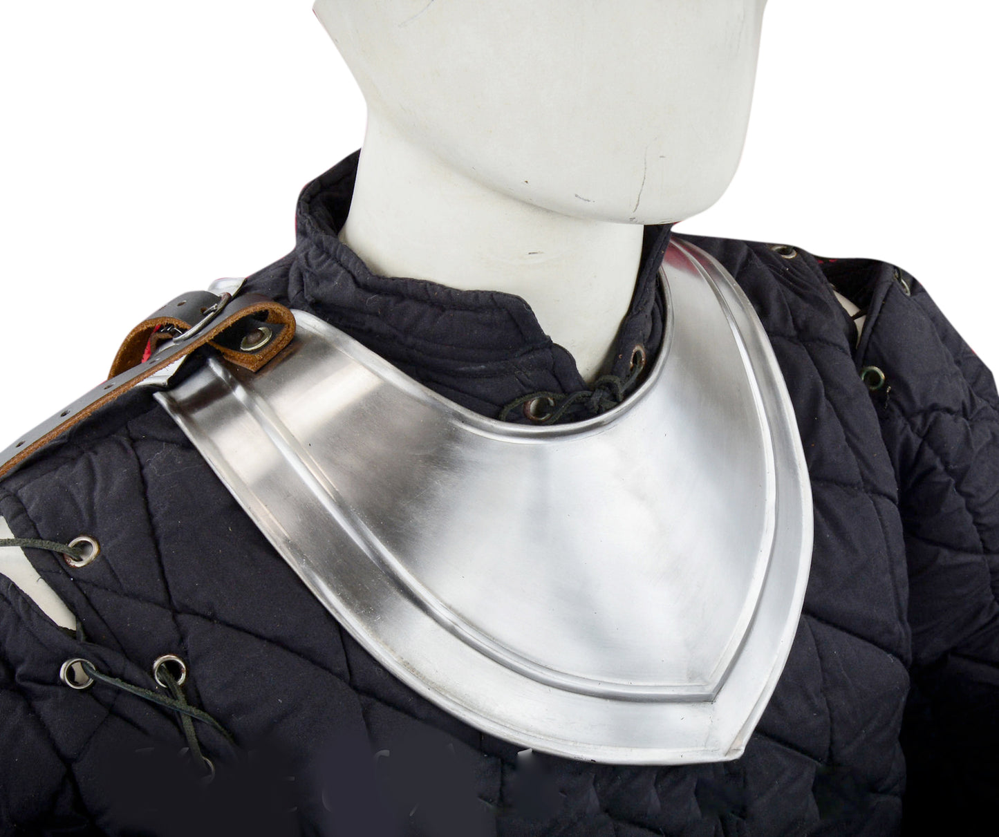 Medieval 18-gauge silver gorget armor for neck, knight, and crusader costume