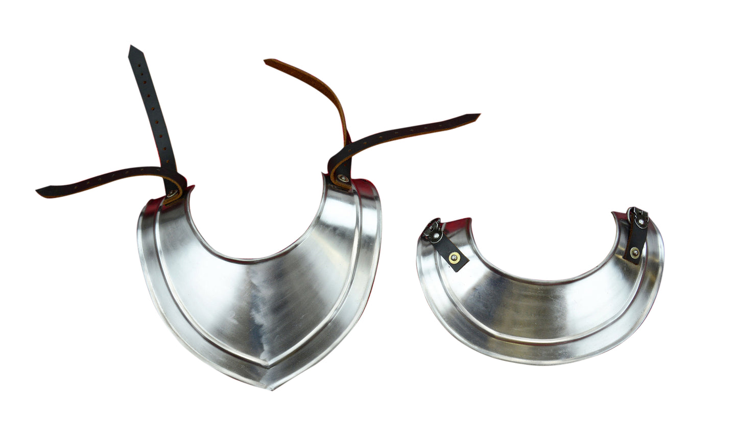 Medieval 18-gauge silver gorget armor for neck, knight, and crusader costume