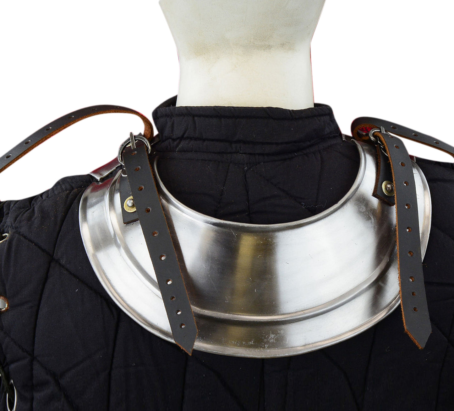 Medieval 18-gauge silver gorget armor for neck, knight, and crusader costume