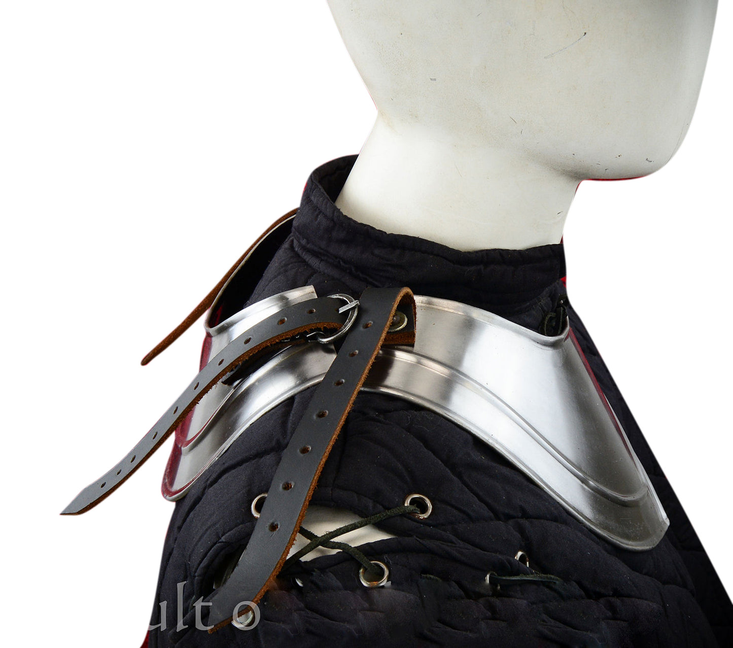 Medieval 18-gauge silver gorget armor for neck, knight, and crusader costume