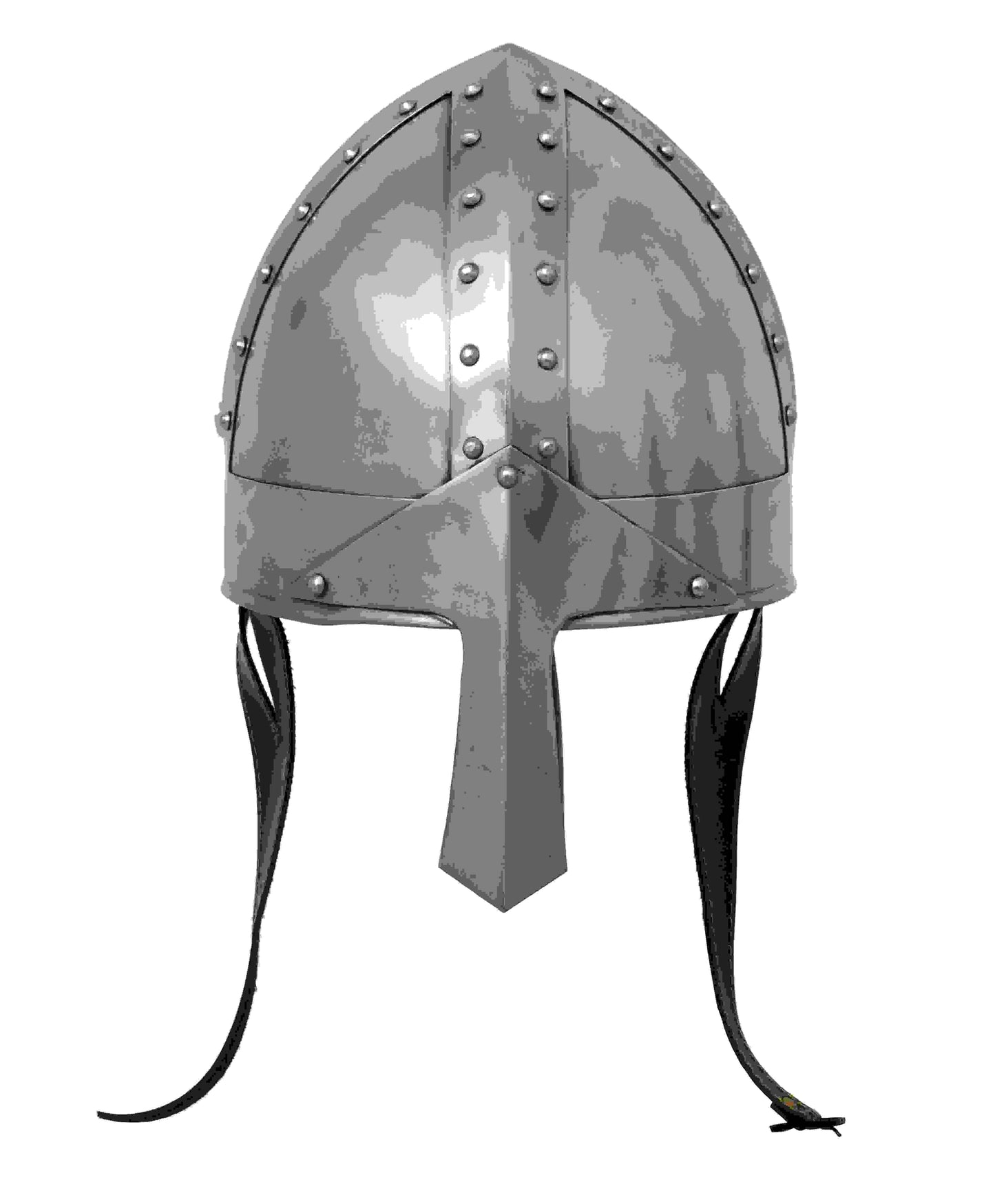 Medieval Norman nasal helmet in silver, perfect for LARP, knight, or Spartan