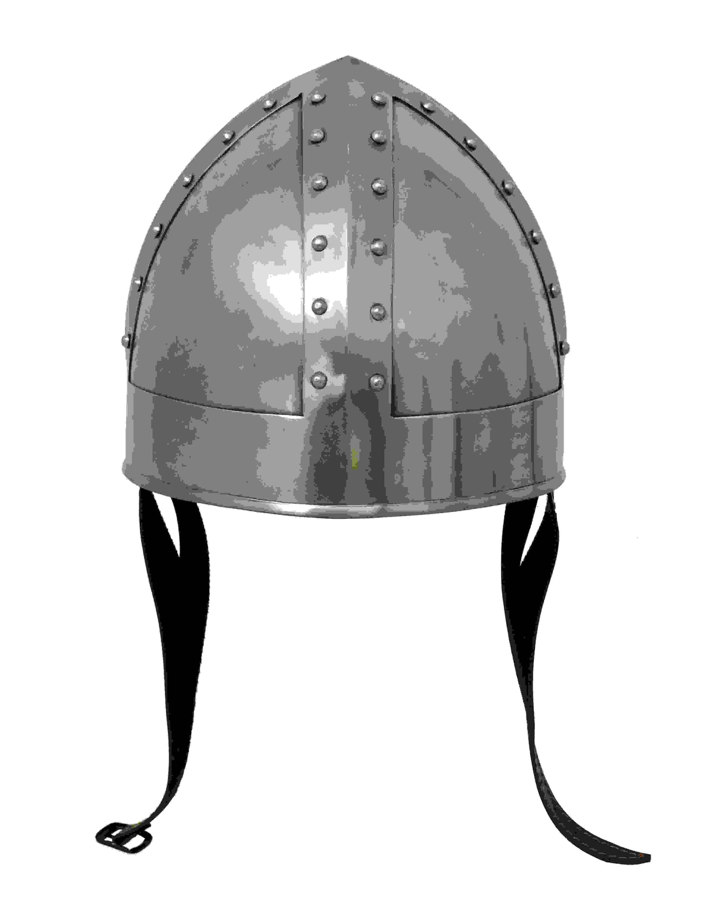 Medieval Norman nasal helmet in silver, perfect for LARP, knight, or Spartan