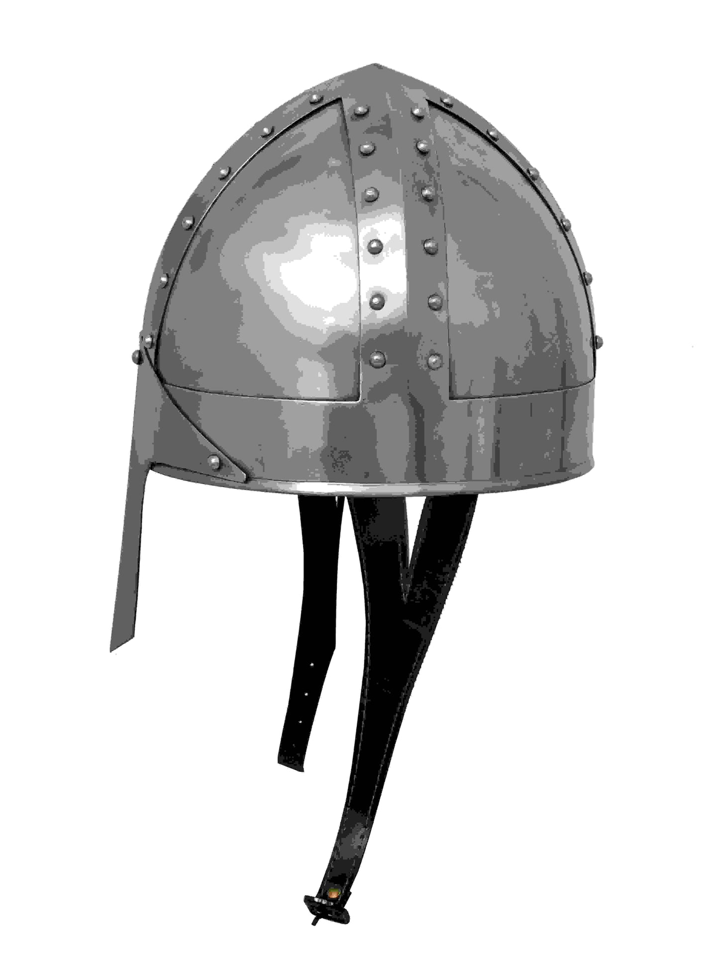 Medieval Norman nasal helmet in silver, perfect for LARP, knight, or Spartan