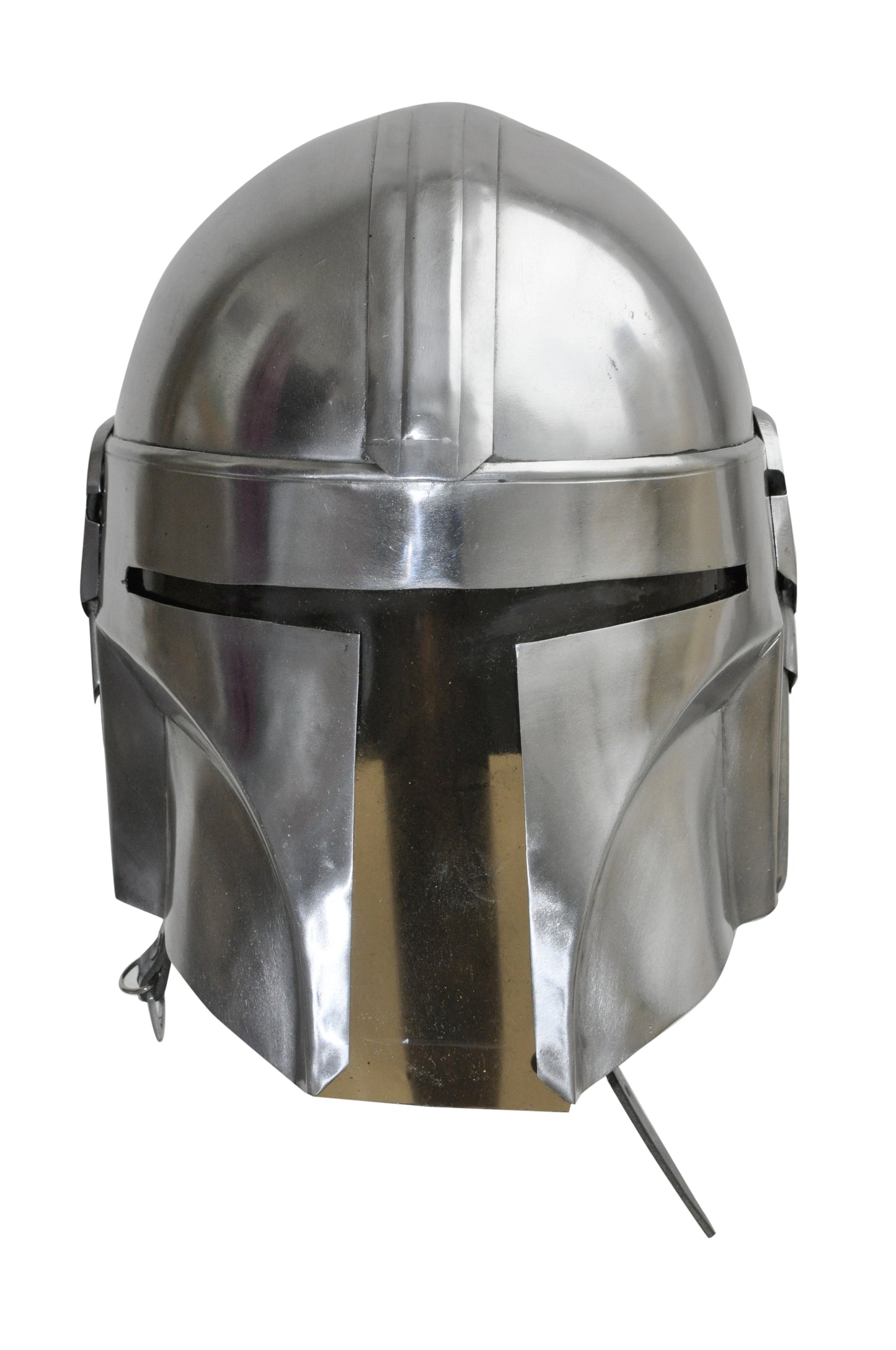 Metal Mandalorian helmet with liner & chin strap for LARP, cosplay, Halloween