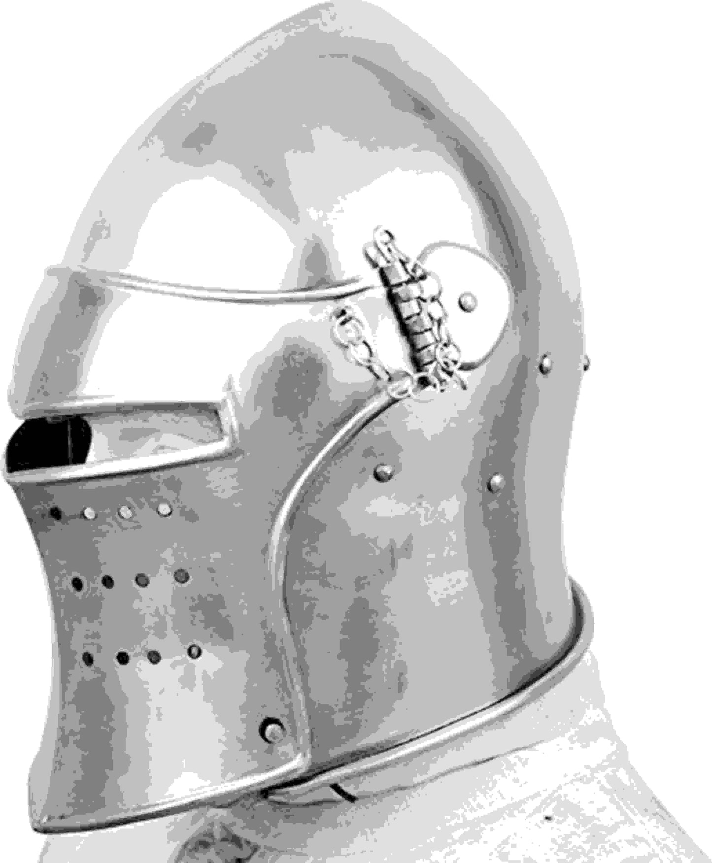 Silver medieval barbuta helmet for Templar, crusader, Viking, or cosplay armor