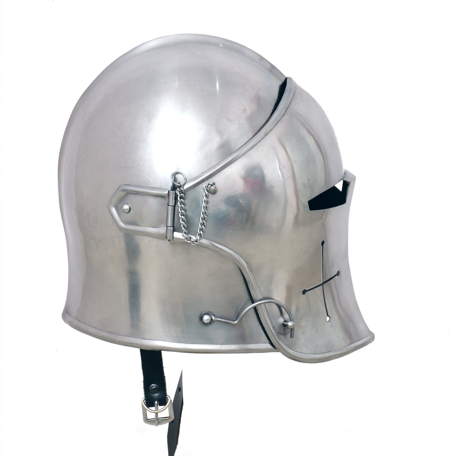 Medieval visored barbuta helmet with crusader, Spartan, and Viking style