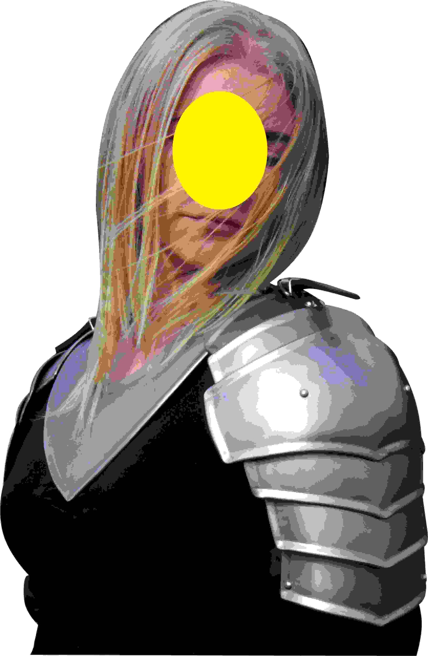 Silver fantasy pauldrons with gorget, female LARP knight crusader armor set